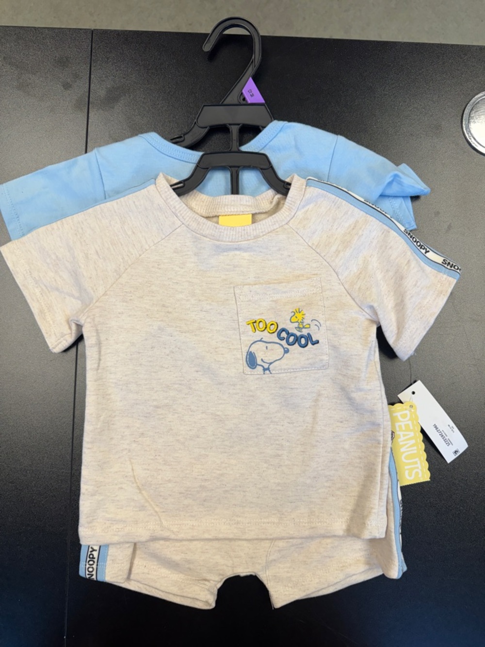 Peanuts Light Gray & Blue 'Too Cool' Kids Tee with Snoopy Pocket